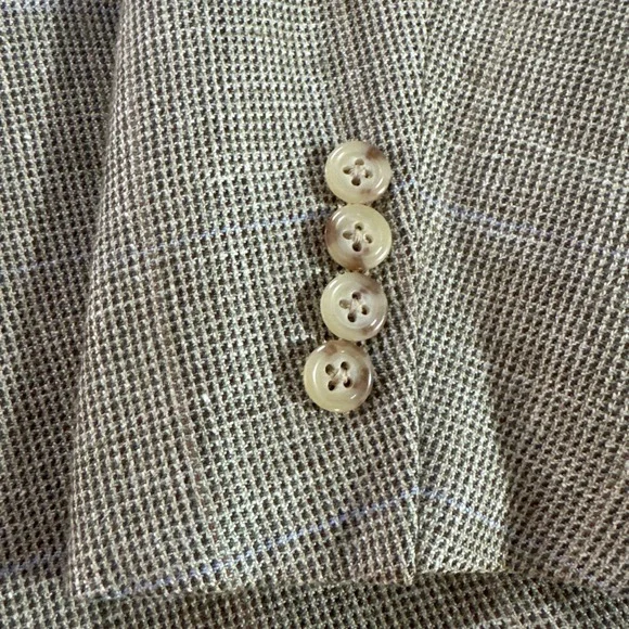 VTG Polo Ralph Lauren Jacket Blazer 42L Italy Made Silk Flax Wool Sport Coat